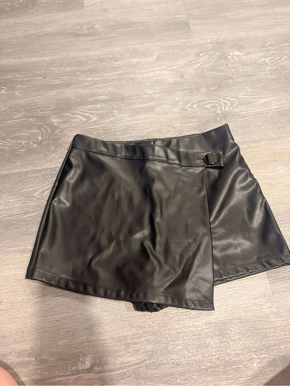 Black leather skort